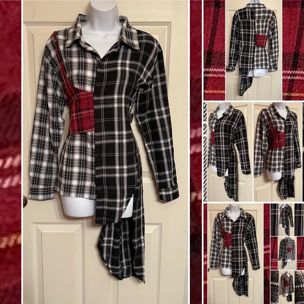 ❤️Plaid Asymmetrical Top